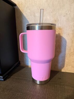 40oz Yeti Pink Tumbler Cup with Handle and Straw - Bright Pink